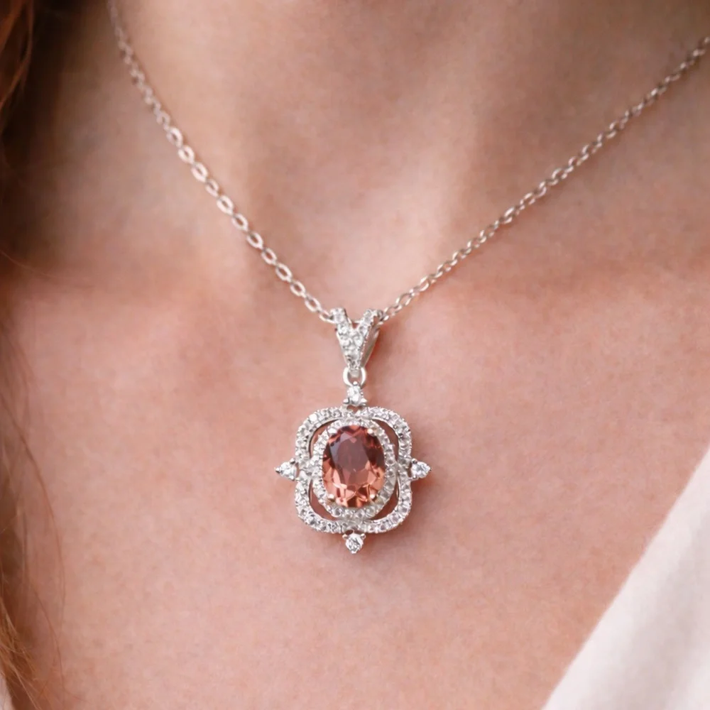 Victorian Design Color Change Diaspore Pendant Sterling Silver - Picture 3 of 11